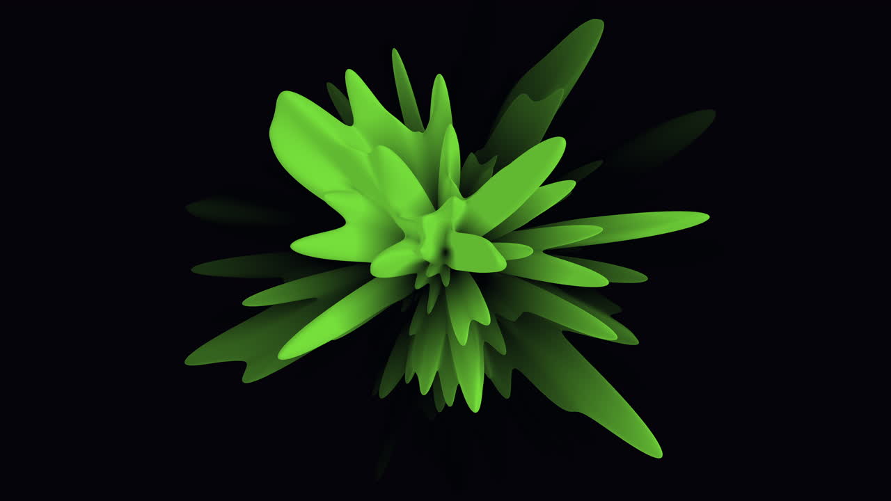 Premium stock video - A green abstract flower with black background