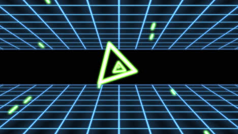 Neon-Green-Triangle-In-Digital-Landscape-With-Futuristic