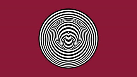 Mesmerizing-black-and-white-spiral-pattern-on-red-background