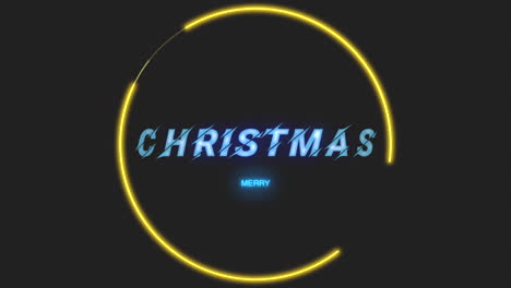 Feliz-Navidad-Con-Círculos-De-Color-Amarillo-Neón-Sobre-Degradado-Negro
