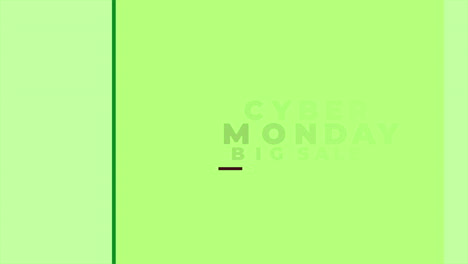Cyber-Monday-Und-Großer-Verkaufstext-Mit-Linien-Auf-Grünem,-Modernem-Farbverlauf
