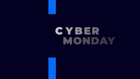 Cyber-Monday-Text-Mit-Blauen-Linien-Auf-Schwarzem,-Modernem-Farbverlauf