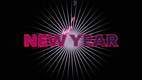 Happy-New-Year-with-neon-rays-on-black-gradient