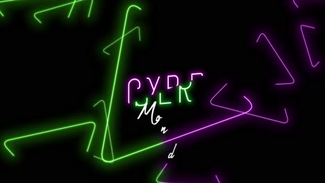 Cyber-Monday-text-with-neon-green-and-purple-triangles-on-gradient