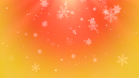 Falling-snowflakes-on-vibrant-orange-and-yellow-gradient-background