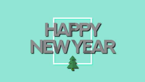 Happy-New-Year-in-frame-with-tree-on-green-gradient