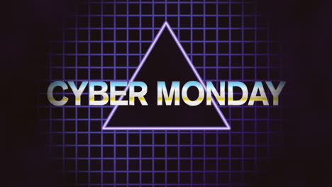 Texto-De-Cyber-Monday-Con-Triángulo-Retro-Y-Cuadrícula-En-Galaxia.