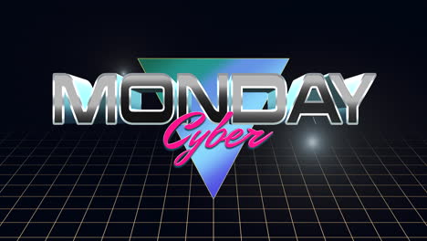 Cyber-Monday-text-with-retro-neon-triangle-and-grid-on-black-gradient