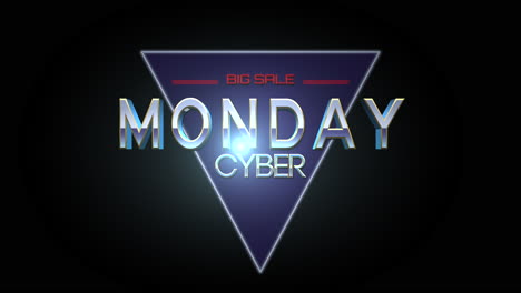 Cyber-Monday-text-with-retro-neon-triangle-on-black-gradient