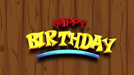Cartoon-Happy-Birthday-text-on-wood