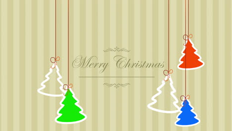 Frohe-Weihnachten-Mit-Hängenden-Weihnachtsbäumen-Und-Spielzeug-Auf-Streifenmuster