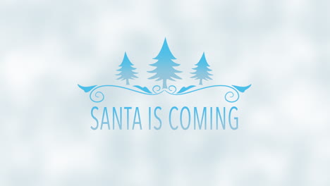 Santa-Is-Coming-with-fall-snowflakes-and-tree-on-white-gradient