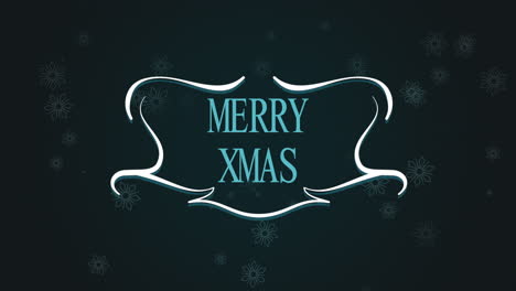 Feliz-Navidad-Y-Marco-Retro-Con-Copos-De-Nieve-De-Otoño-En-Degradado-Azul