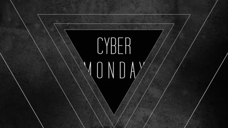 Cyber-Monday-Text-Mit-Neondreiecken-Auf-Schwarzem-Farbverlauf