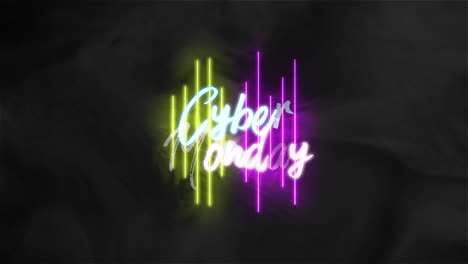 Cyber-Monday-text-with-neon-yellow-and-purple-lines-on-gradient