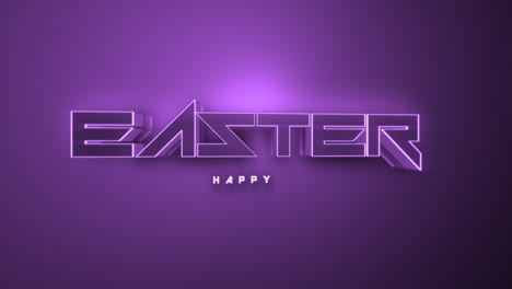 Neon-purple-Happy-Easter-text-shines-on-dark-background