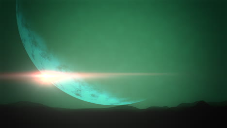 Space-Day-text-with-illuminated-green-planet-in-galactic-landscape