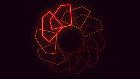 Strahlender-Geometrischer-Kreis-Leuchtende-Rote-Und-Schwarze-Formen-In-Kreisförmigem-Muster