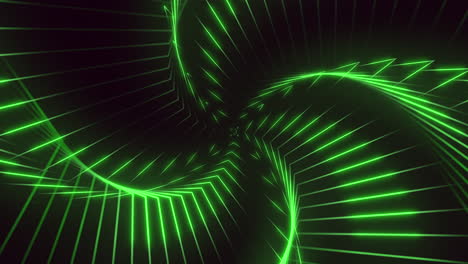 Fascinante-Patrón-Espiral-3d-De-Líneas-Verdes-En-Movimiento