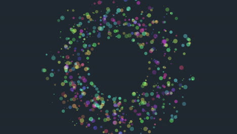 Mesmerizing-floating-circle-of-colorful-dots-on-dark-background