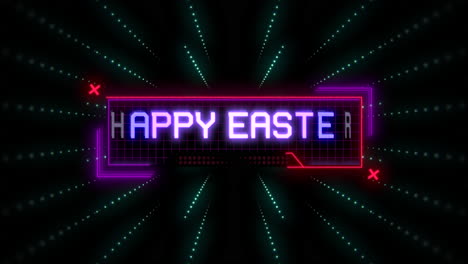 Neon-glow-retro-1980s-Happy-Easter-sign-shines-with-futuristic-style