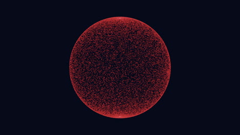 Leuchtend-Rote-Kugel,-Nahaufnahme-Eines-Kreisförmigen-Musters-Mit-Kleinen-Roten-Punkten-Auf-Schwarzem-Hintergrund