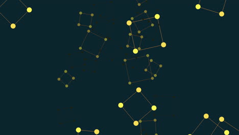 Verbinden-Sie-Die-Punkte,-Ein-Netzwerk-Aus-Gelben-Kreisen,-Die-Ein-Netzartiges-Muster-Auf-Dunklem-Hintergrund-Bilden