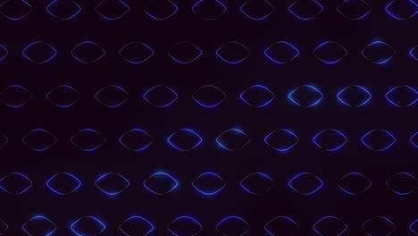 Leuchtend-Blaues-Kreismuster-Leuchtet-Auf-Schwarzem-Gitterhintergrund