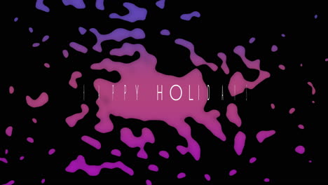 Abstract-holiday-joy-vibrant-purple-and-pink-splashes-on-black-background-with-Happy-Holidays