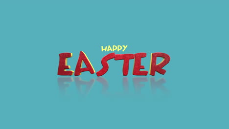 Playful-easter-greeting-colorful,-handwritten-Happy-Easter-on-a-blue-background