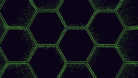 Elegante-Simetría-Patrón-Hexagonal-Negro-Adornado-Con-Puntos-Verdes