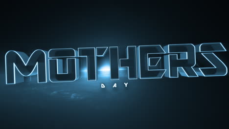 Futuristic-glowing-blue-Mothers-Day-text-shines-against-dark-background