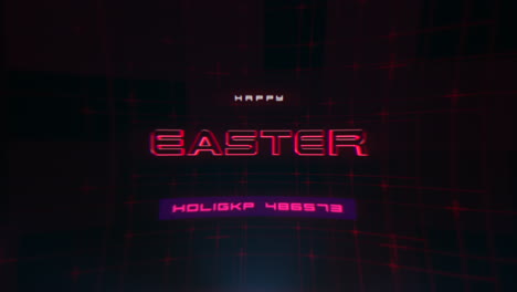 Neon-lit-geometric-art-Happy-Easter-in-red
