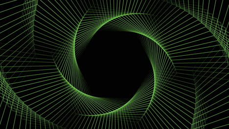 Grünes-Linienmuster,-Kompliziertes-Kreisförmiges-Design-Auf-Schwarzem-Hintergrund
