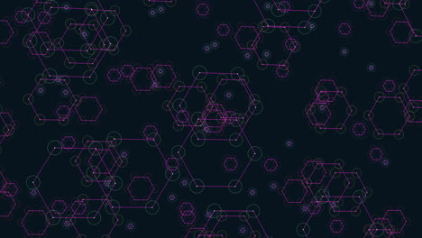 Interconnected-hexagonal-grid-with-purple-and-green-color-scheme