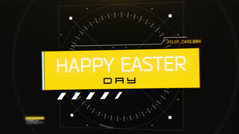Happy-Easter-greeting-sign-yellow-letters-on-black-background-with-yellow-border