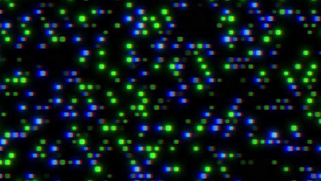 Digitales-Abstraktes-Raster-Aus-Hellgrünen-Und-Blauen-Punkten-Auf-Schwarzem-Hintergrund