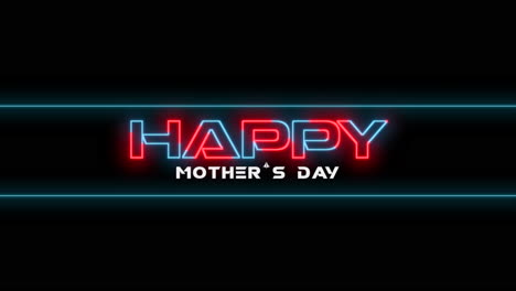 Neonschild-„Happy-Mothers-Day“-In-Leuchtenden-Farben-Auf-Schwarzem-Hintergrund