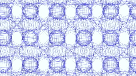 Ineinander-Verwobene-Kreise,-Kompliziertes-Blaues-Muster-Aus-Dünnen,-Verbundenen-Linien
