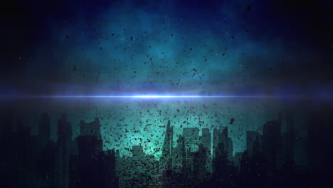 Space-Day-text-with-illuminates-night-skyline-in-mesmerizing-cityscape