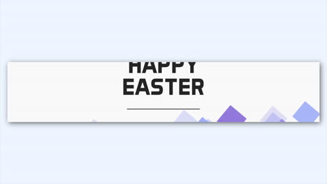 Colorido-Banner-De-Pascua-Para-Decoración-Festiva-Felices-Pascuas-En-Triángulos-Morados-Sobre-Fondo-Blanco