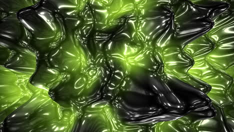 Yuxtaposición-De-Obras-De-Arte-Abstractas-Oscuras-Y-Espeluznantes-En-Negro-Irregular-Y-Verde-Fluido