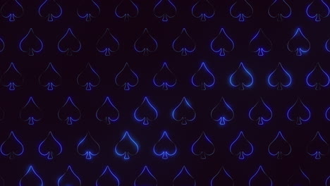 Symmetrical-pattern-of-glowing-blue-spades-on-black-background