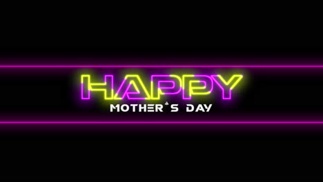 Colorful-neon-sign-happy-Mothers-Day-on-black-background