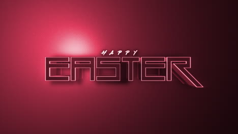 Festive-neon-Happy-Easter-shines-on-vibrant-red-background