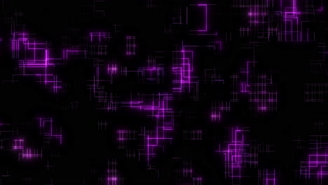 Leuchtende-Violette-Quadrate-Auf-Dunklem-Hintergrund,-Rätselhaftes-Gittermuster