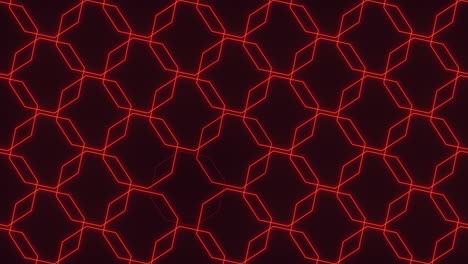 Leuchtende-Rote-Neonlinien,-Die-Ein-Geometrisches-Rautenmuster-Bilden
