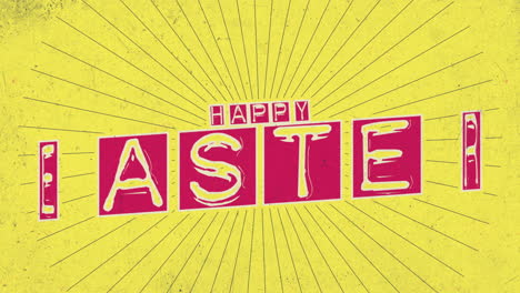 Vintage-easter-poster-bold-Happy-Easter-in-red-on-sunny-yellow-background