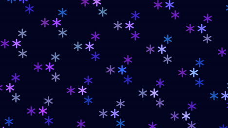 Fallende-Schneeflocken-Bunte-Muster-Auf-Schwarzem-Hintergrund