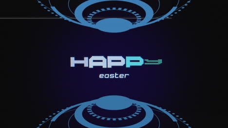 Blue-and-black-background-with-circular-pattern,-Happy-Easter-written-in-white-letters